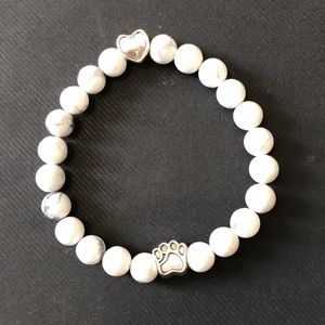 Beautiful white marble bracelet with paw print